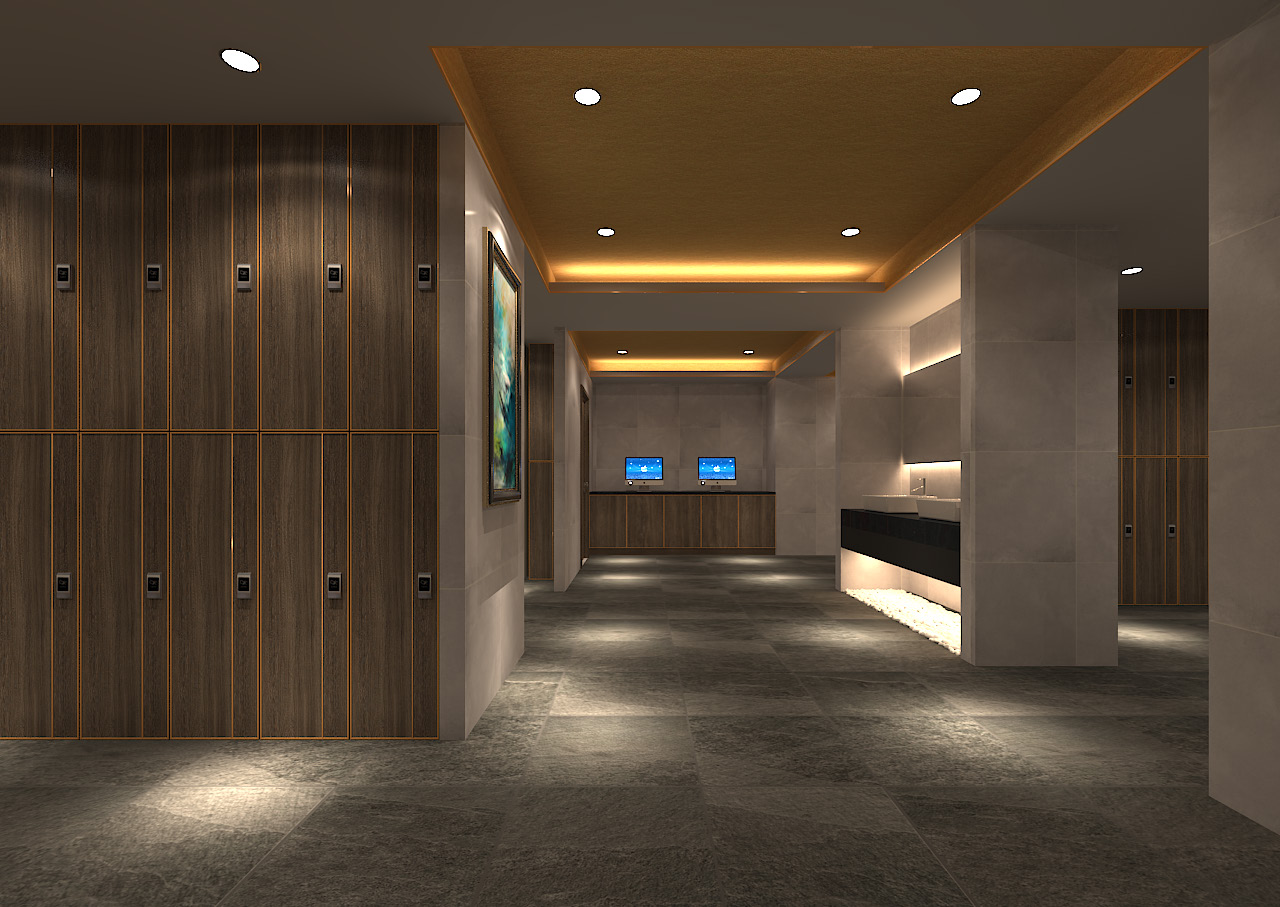 Grand hallway with timber and stone