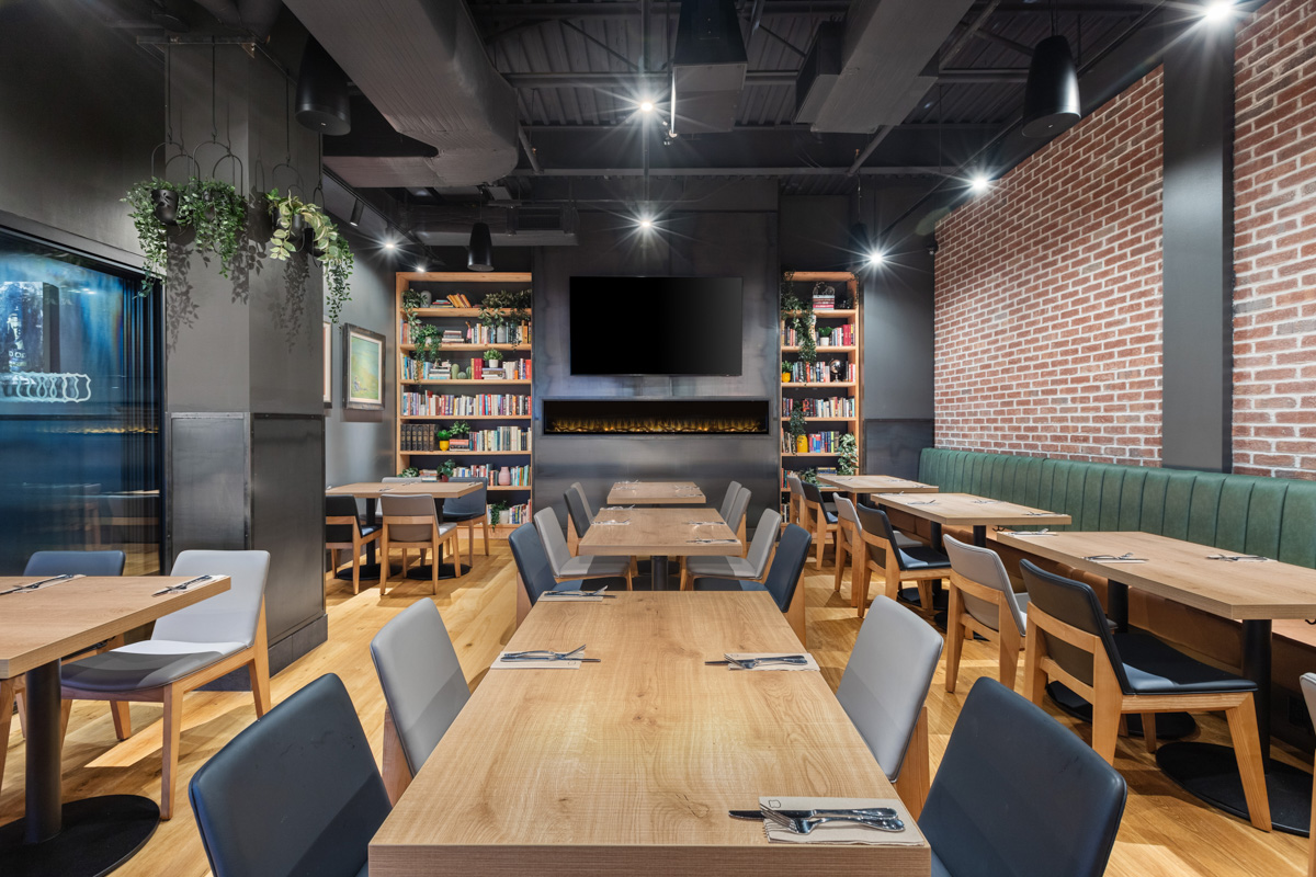 Lounge seating with curated Canadian artwork